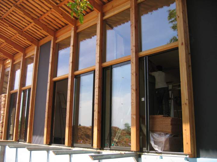 baie vitrée sur maison ossature bois sarlat la canéda